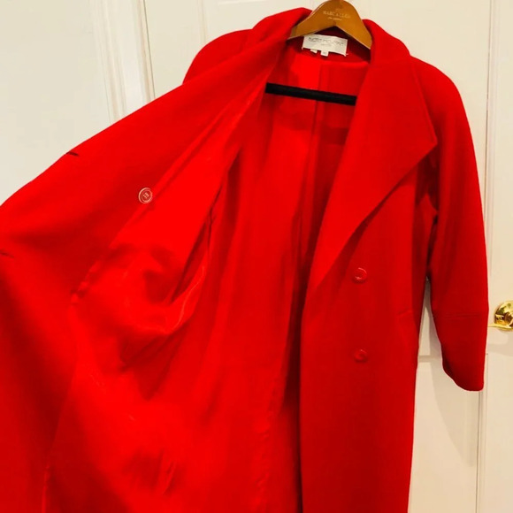 Vintage Bert Newman Petite Wool Blend Full Length Jacket Coat Red Size 10 - Picture 12 of 16